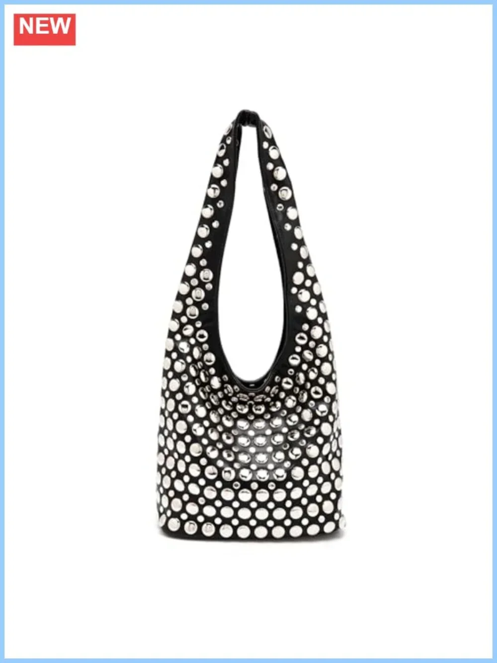 Studded Hobo Bag PU Leather Rivets Bucket Purse for Women